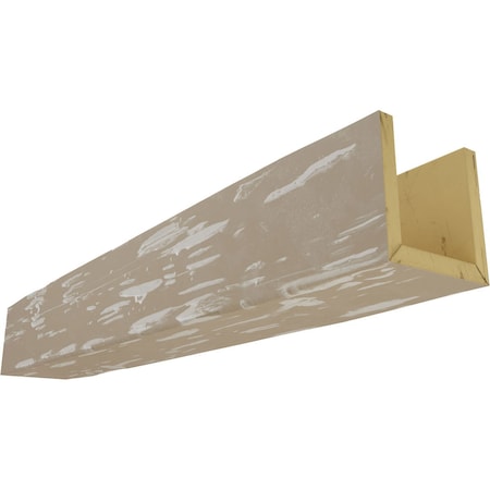 3-Sided (U-beam) Pecky Cypress Endurathane Faux Wood Ceiling Beam, White Washed, 12W X 6H  X 8'L